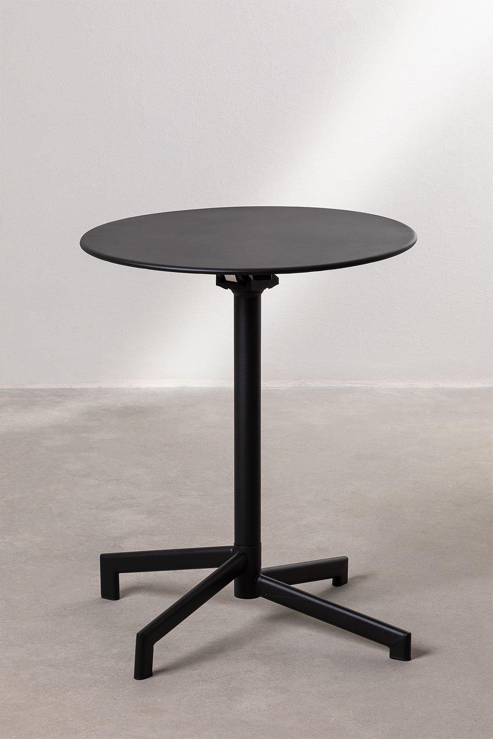 Sklum Mesa De Bar Redonda Ø60 Cm Plegable Y Convertible En 2 Alturas En Acero Dely