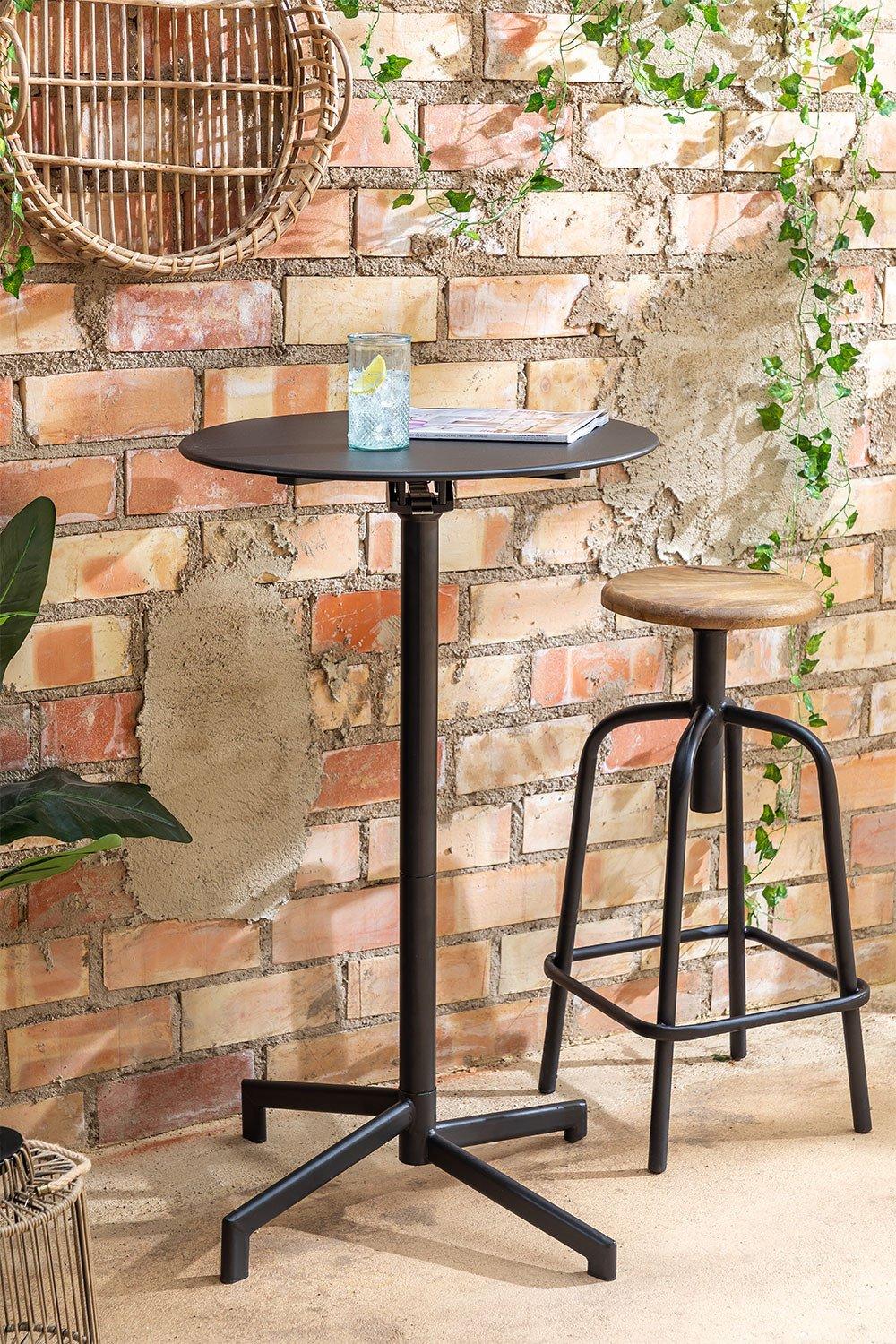 sklum Mesa de bar redonda Ø60 cm plegable y convertible en 2 alturas en acero Dely