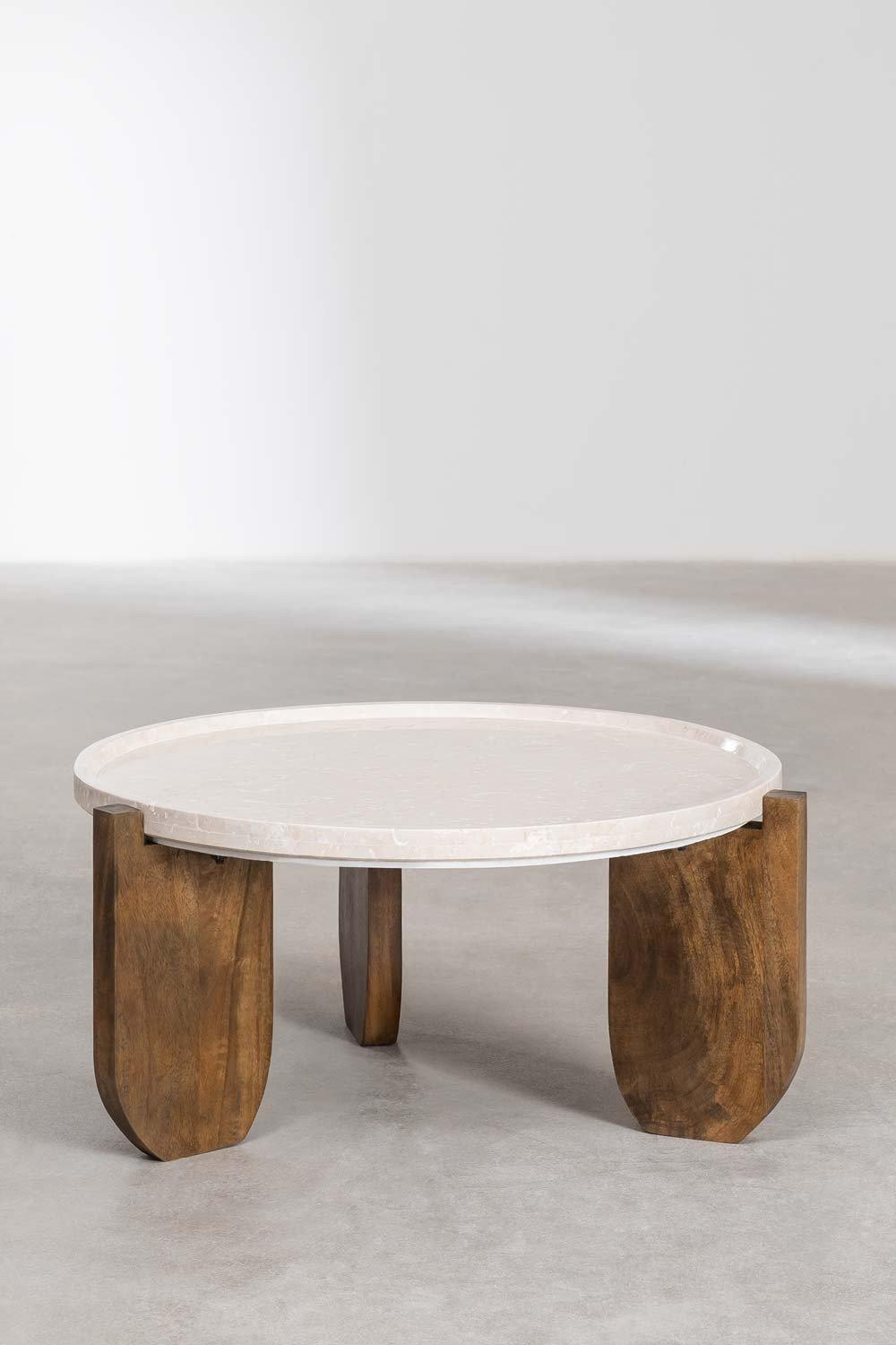Sklum Mesa De Centro En Mármol Y Madera De Mango Xantten