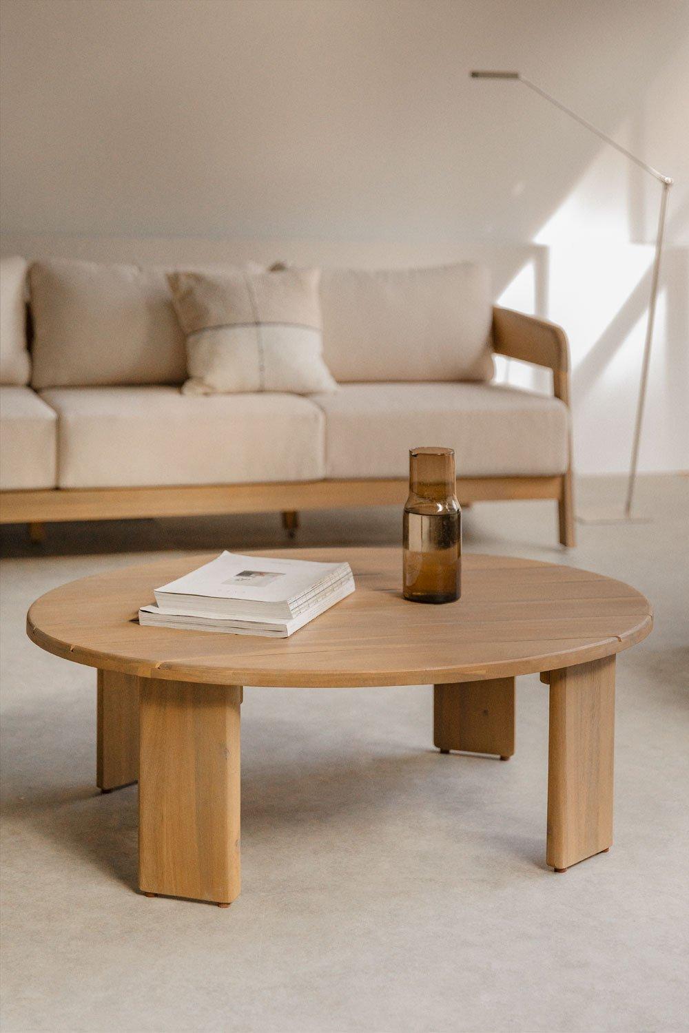sklum Mesa de centro ovalada 100x80 cm en madera de acacia Uleno