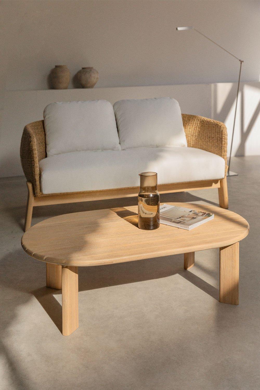 sklum Mesa de centro ovalada en madera de acacia 100x60 cm Leilan