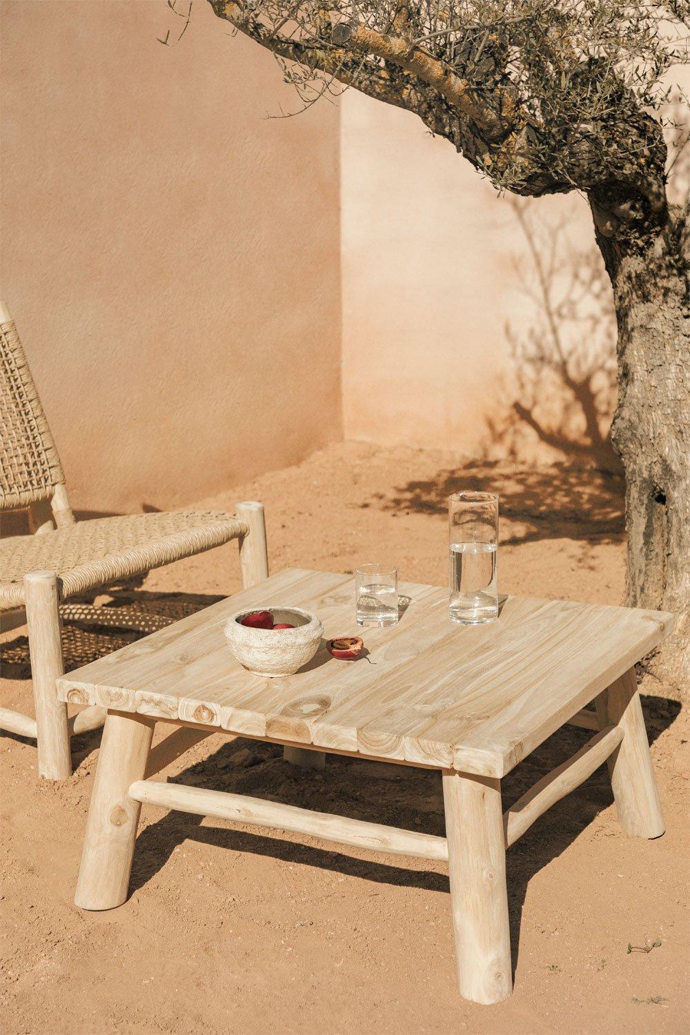 sklum Mesa de centro para jardim quadrada 80x80 cm em madeira de teca Narel