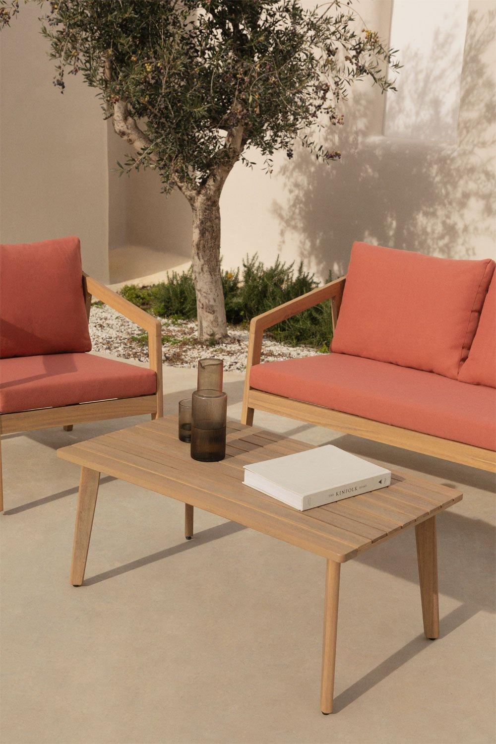 sklum Mesa de centro para jardim retangular 90x50 cm em madeira de acácia Kaela