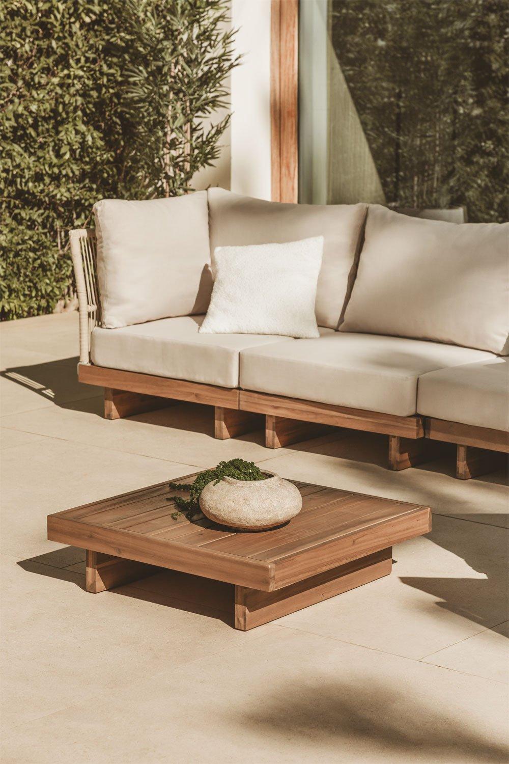 sklum Mesa de centro para jardín cuadrada 75x75 cm en madera de acacia Dailin