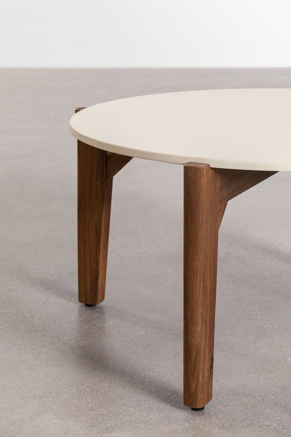 Sklum Mesa De Centro Para Jardín Redonda En Cemento Y Madera De Acacia Xajul