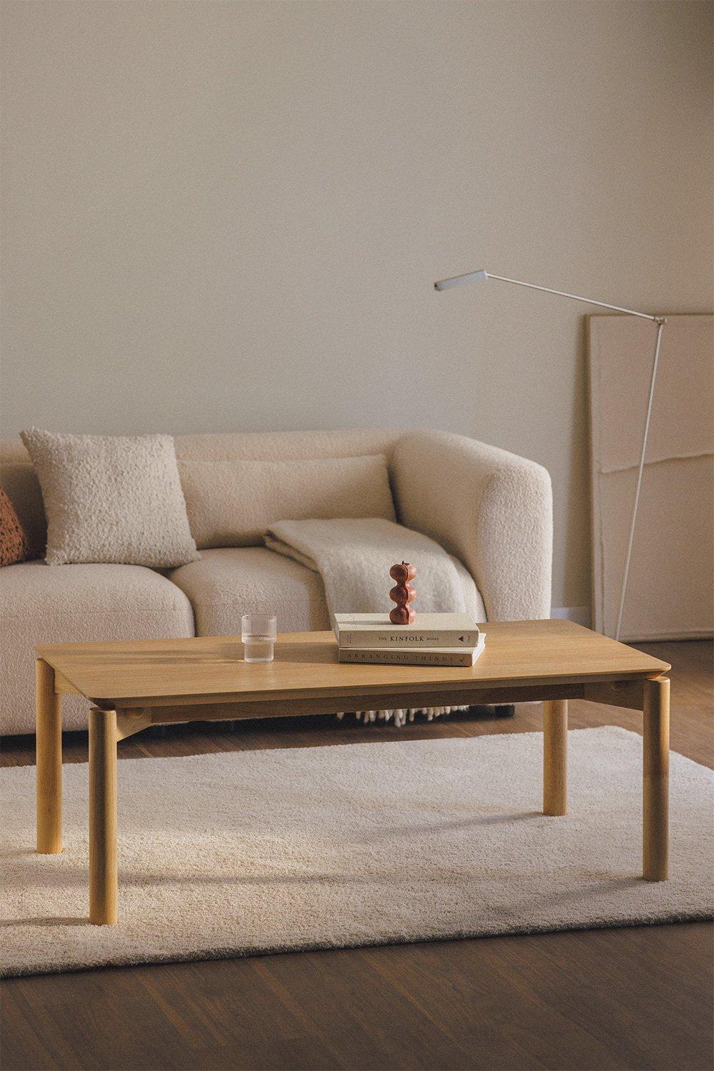 sklum Mesa de centro rectangular 120x60 cm en MDF con chapa de roble Munden
