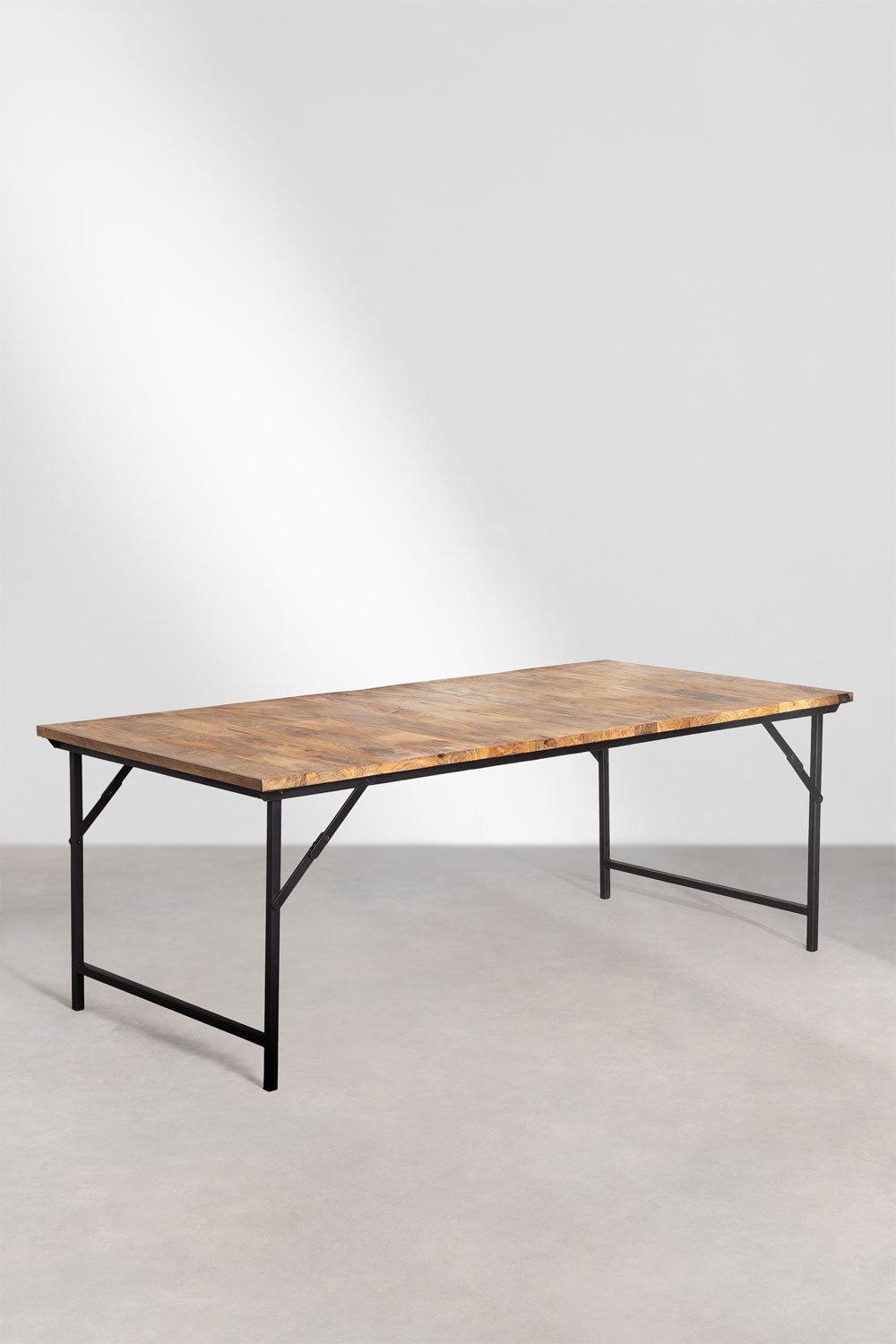 Sklum Mesa De Comedor Plegable Rectangular En Madera De Mango Y Metal (200x100 Cm) Fer