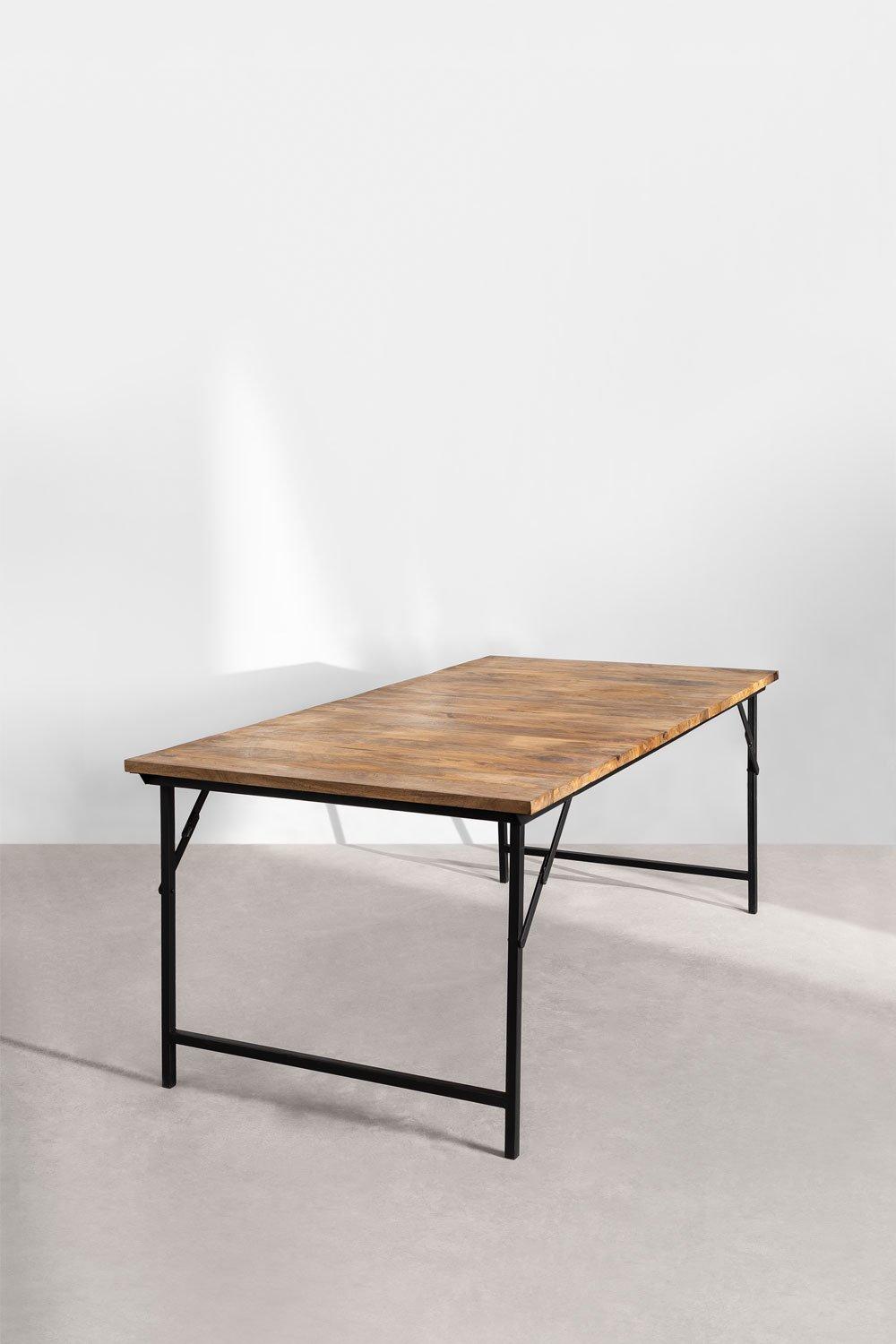 Sklum Mesa De Comedor Plegable Rectangular En Madera De Mango Y Metal (200x100 Cm) Fer