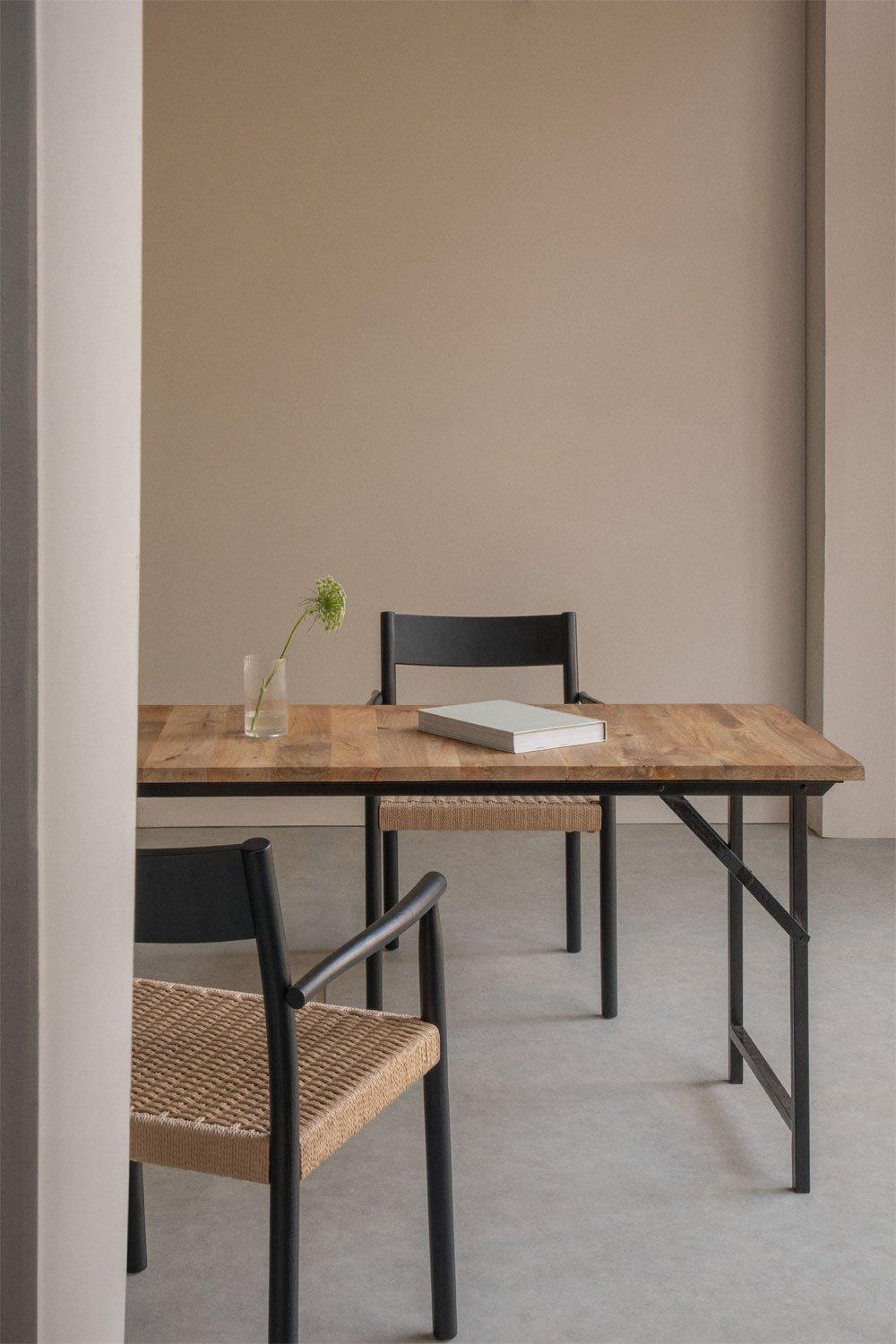 sklum Mesa de comedor plegable rectangular en madera de mango y metal (200x100 cm) Fer