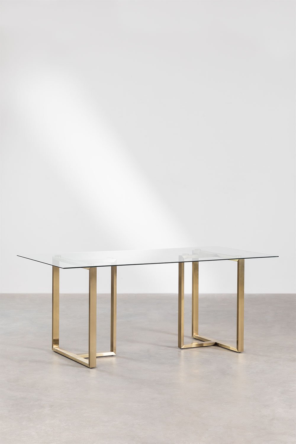 Sklum Mesa De Comedor Rectangular En Vidrio Y Acero (180x90 Cm) Lesley