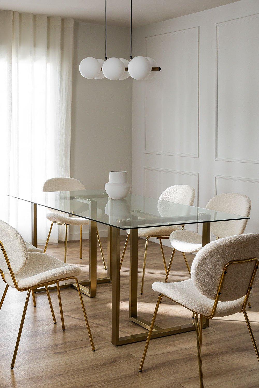 sklum Mesa de Comedor Rectangular en Vidrio y Acero (180x90 cm) Lesley