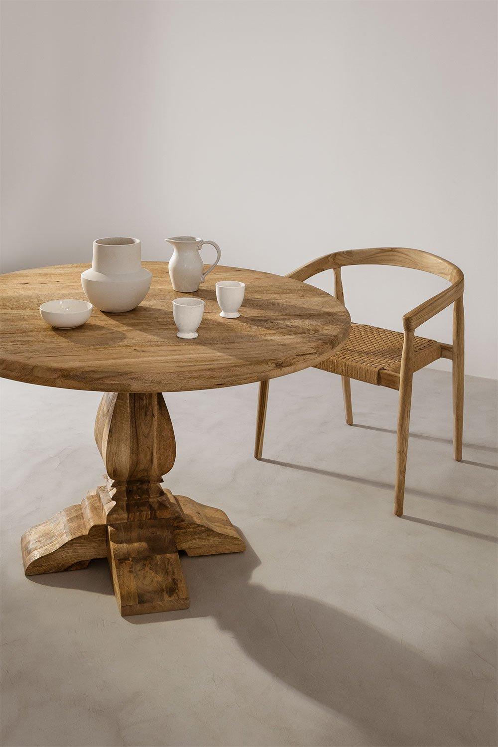 sklum Mesa de Comedor Redonda en Madera de Mango Rusbby