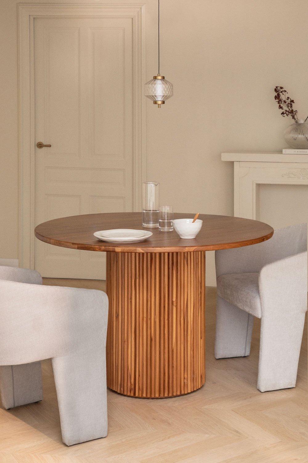 sklum Mesa de Comedor Redonda en Madera de Teca (Ø120 cm) Randall Mate
