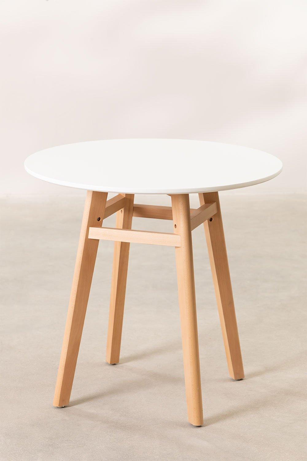 Sklum Mesa De Comedor Redonda En MDF Y Madera De Haya Scand Nordic