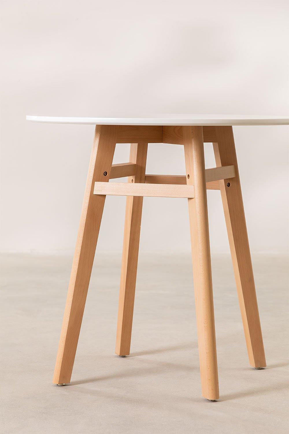 Sklum Mesa De Comedor Redonda En MDF Y Madera De Haya Scand Nordic