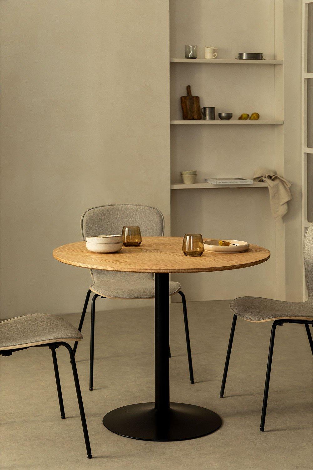 Sklum Mesa De Comedor Redonda En MDF Y Metal Yvetta