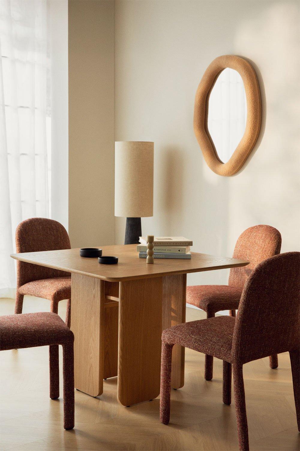 sklum Mesa de jantar quadrada 100x100 cm em MDF e folha de freixo Ginger