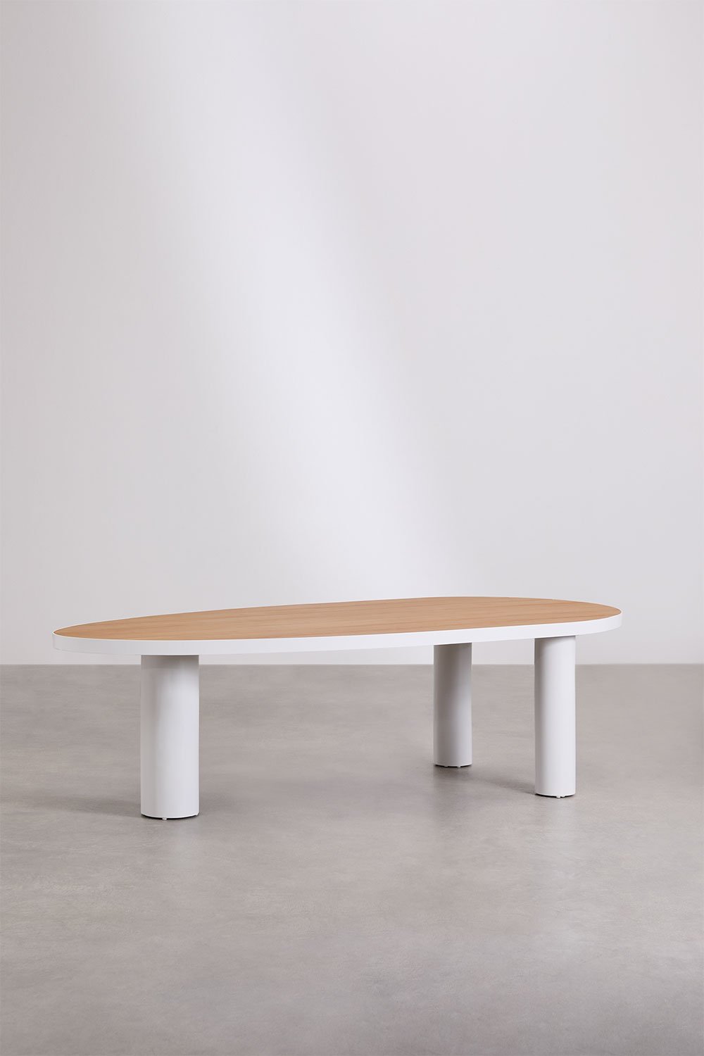 Sklum Mesa De Jardim Oval 260x110 Cm Em Alumínio E Madeira De Teca Taneli