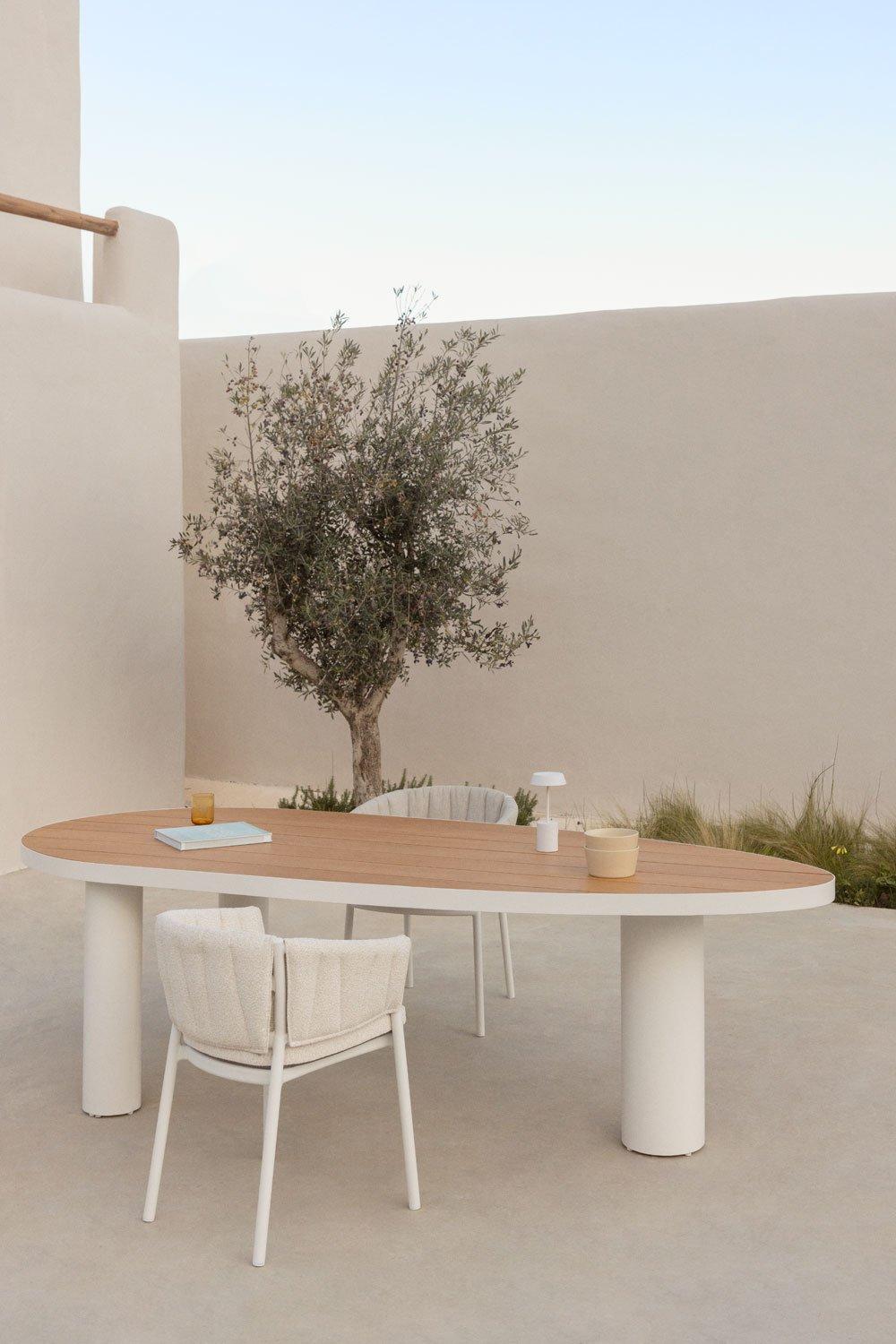 sklum Mesa de jardim oval 260x110 cm em alumínio e madeira de teca Taneli