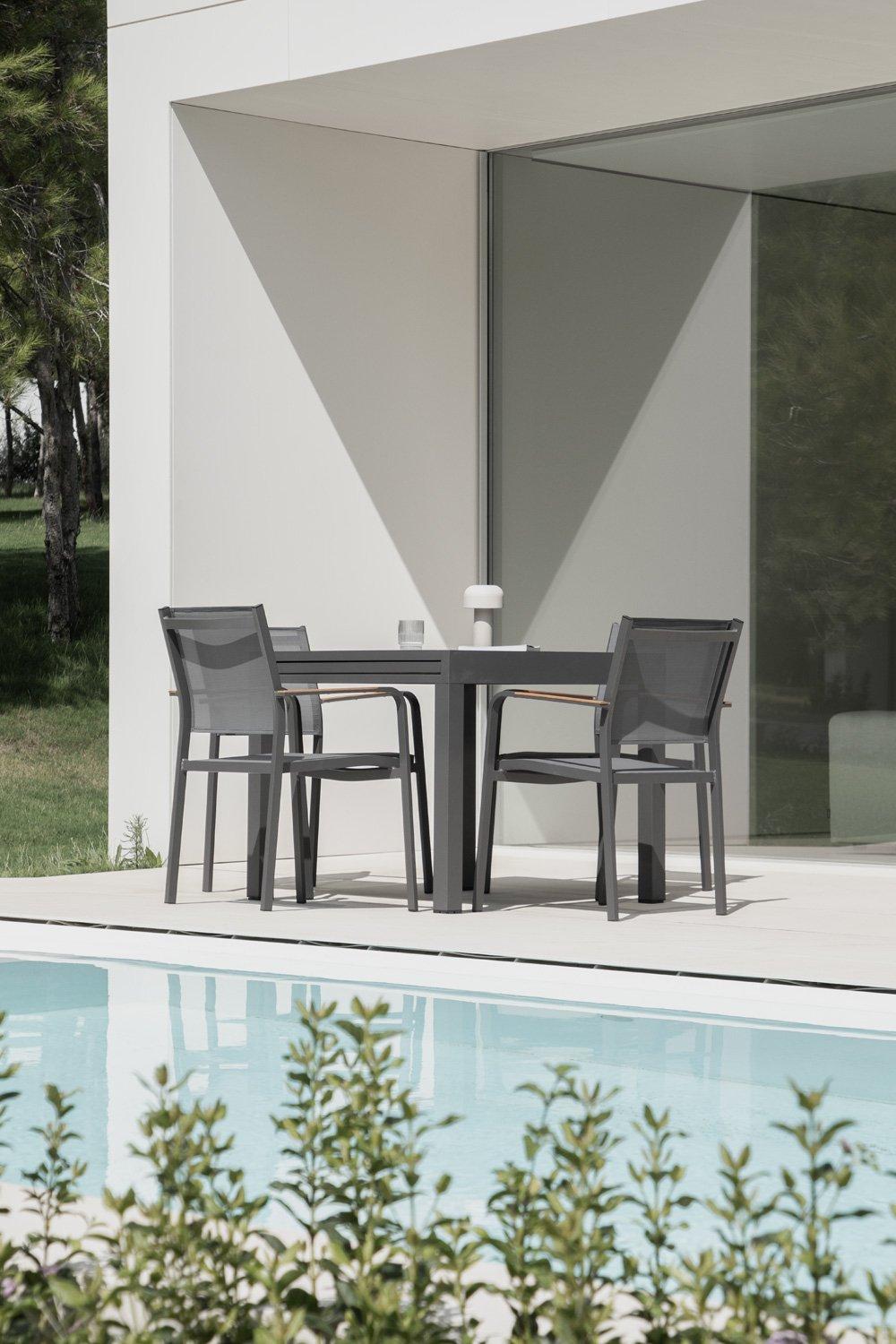 Sklum Mesa De Jardín 90-180x90 Cm Extensible En Aluminio Starmi