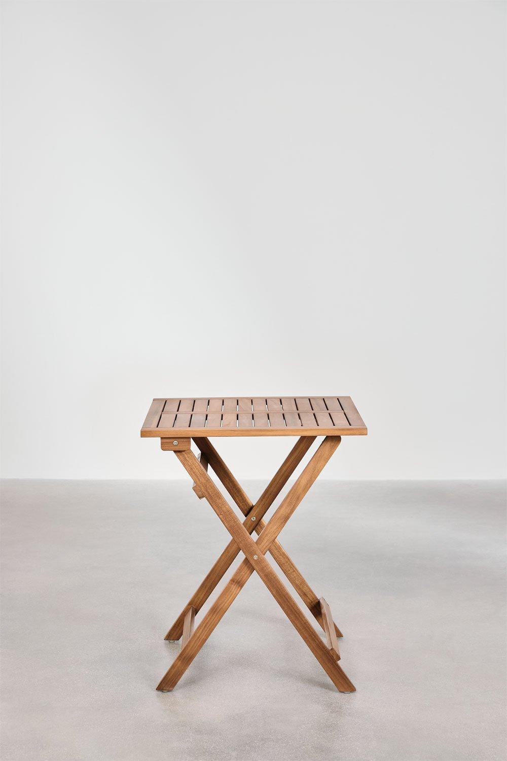 Sklum Mesa De Jardín Cuadrada 60x60 Cm Plegable En Madera De Acacia Delawer