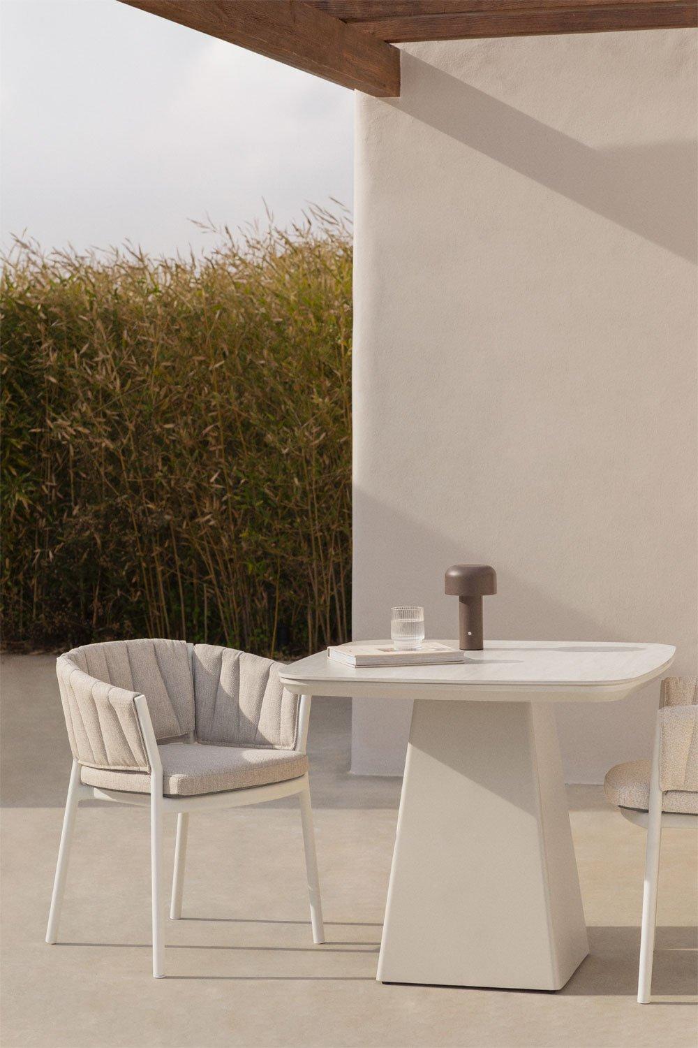 sklum Mesa de jardín cuadrada 90x90 cm en piedra sinterizada y aluminio Inkeri
