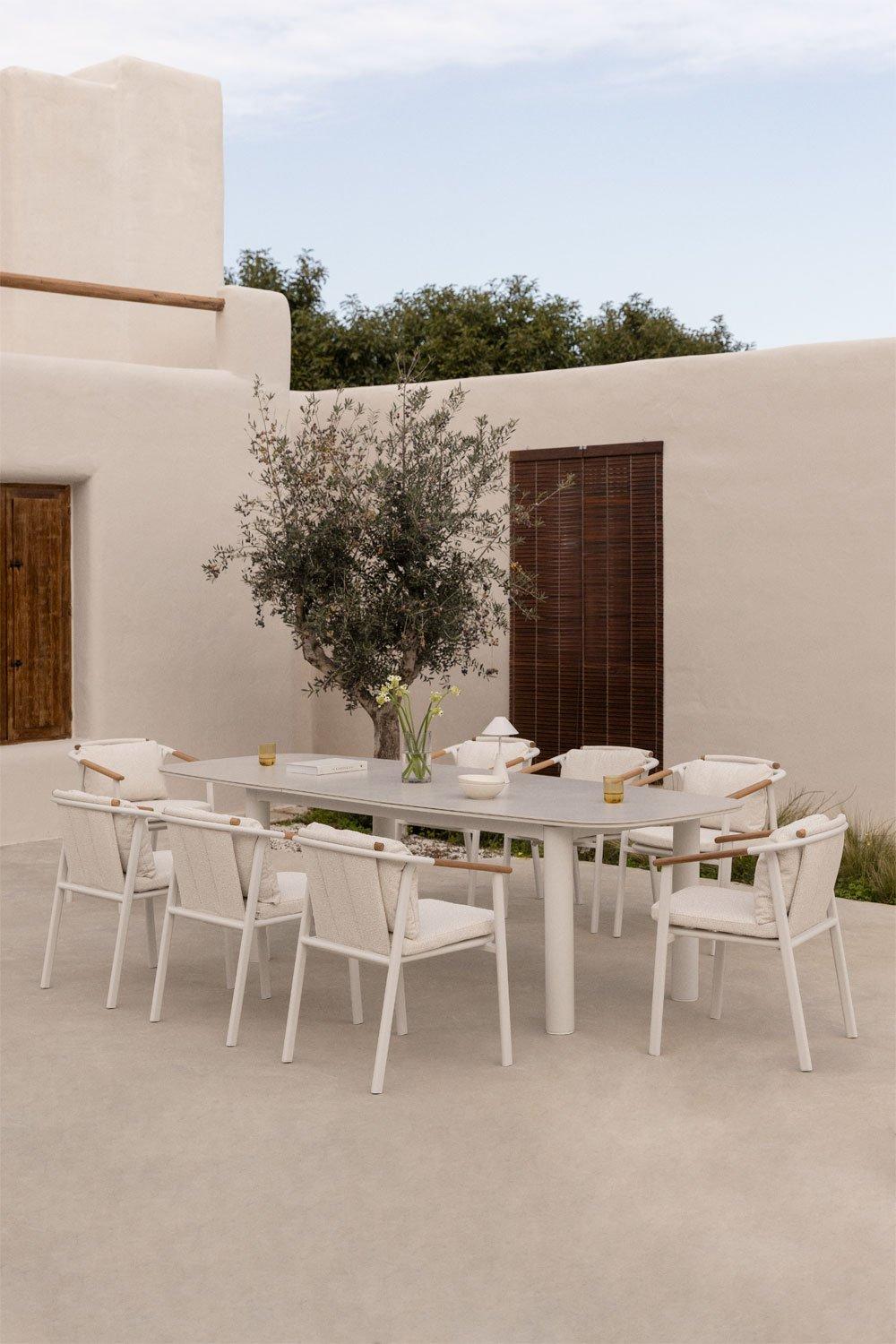 sklum Mesa de jardín extensible rectangular 220-280x100 cm en cerámica y aluminio Zinti