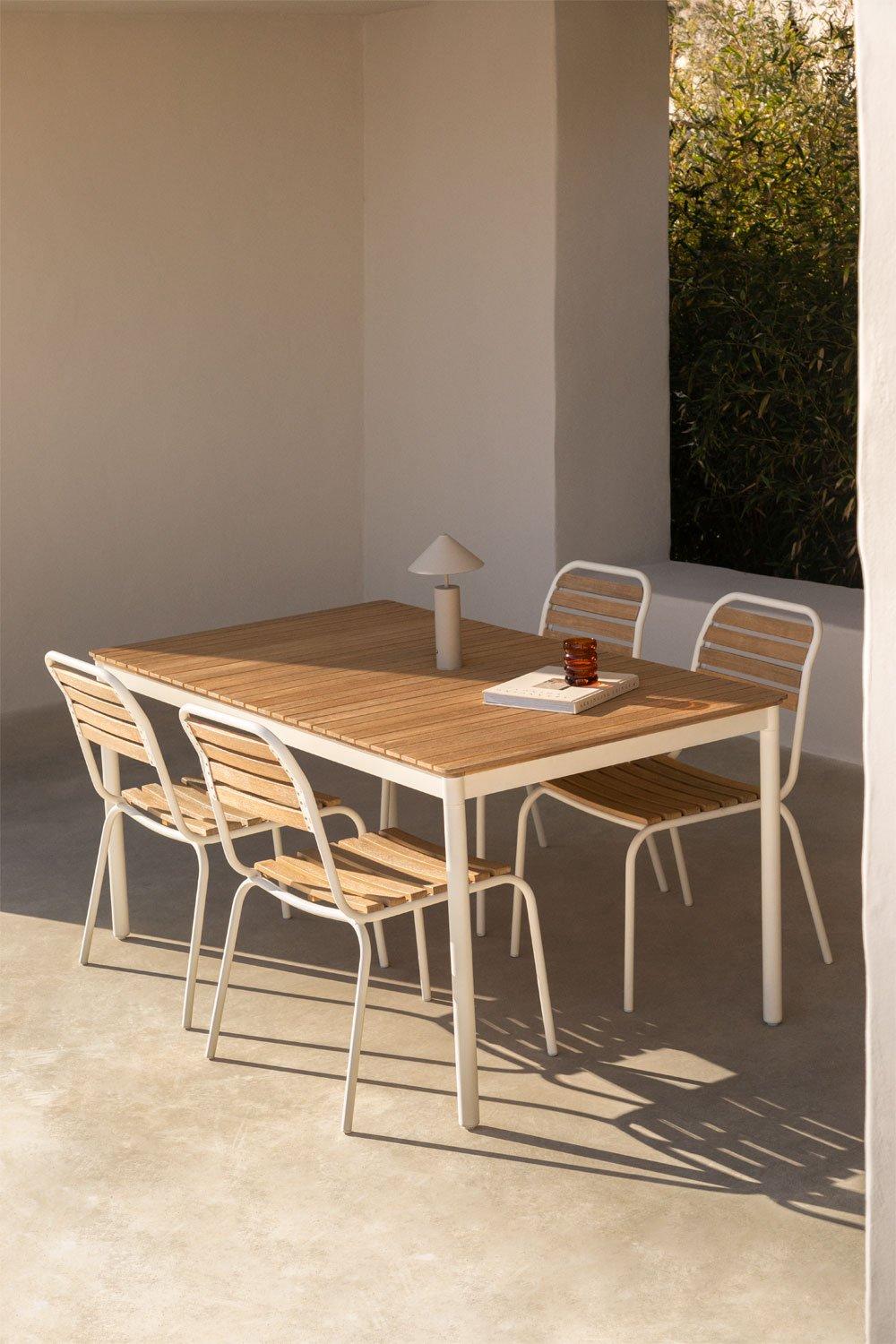 sklum Mesa de jardín rectangular 160x90 cm en acero y madera de acacia Artus