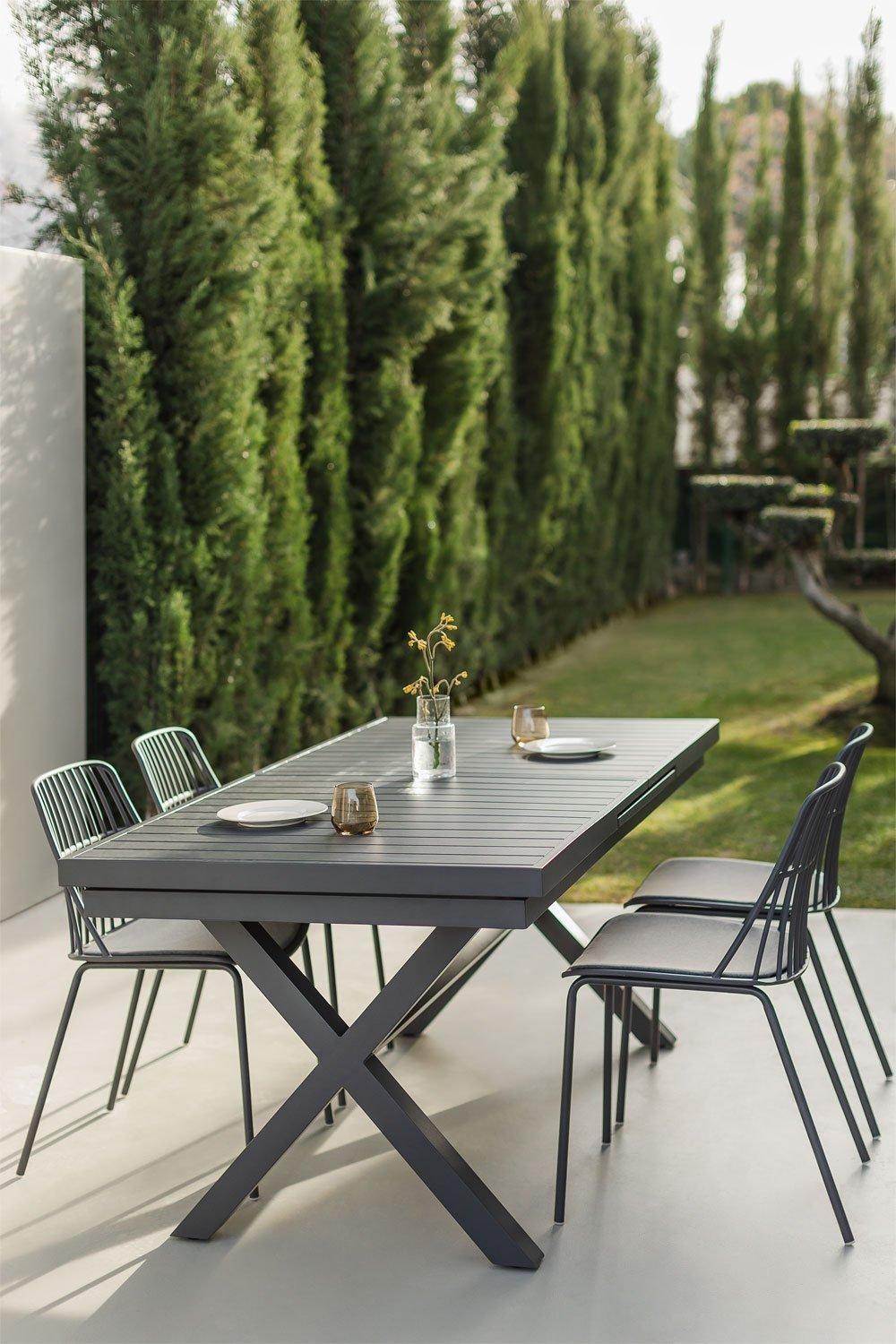 sklum Mesa de jardín rectangular 180-240x90 cm extensible en aluminio Karena