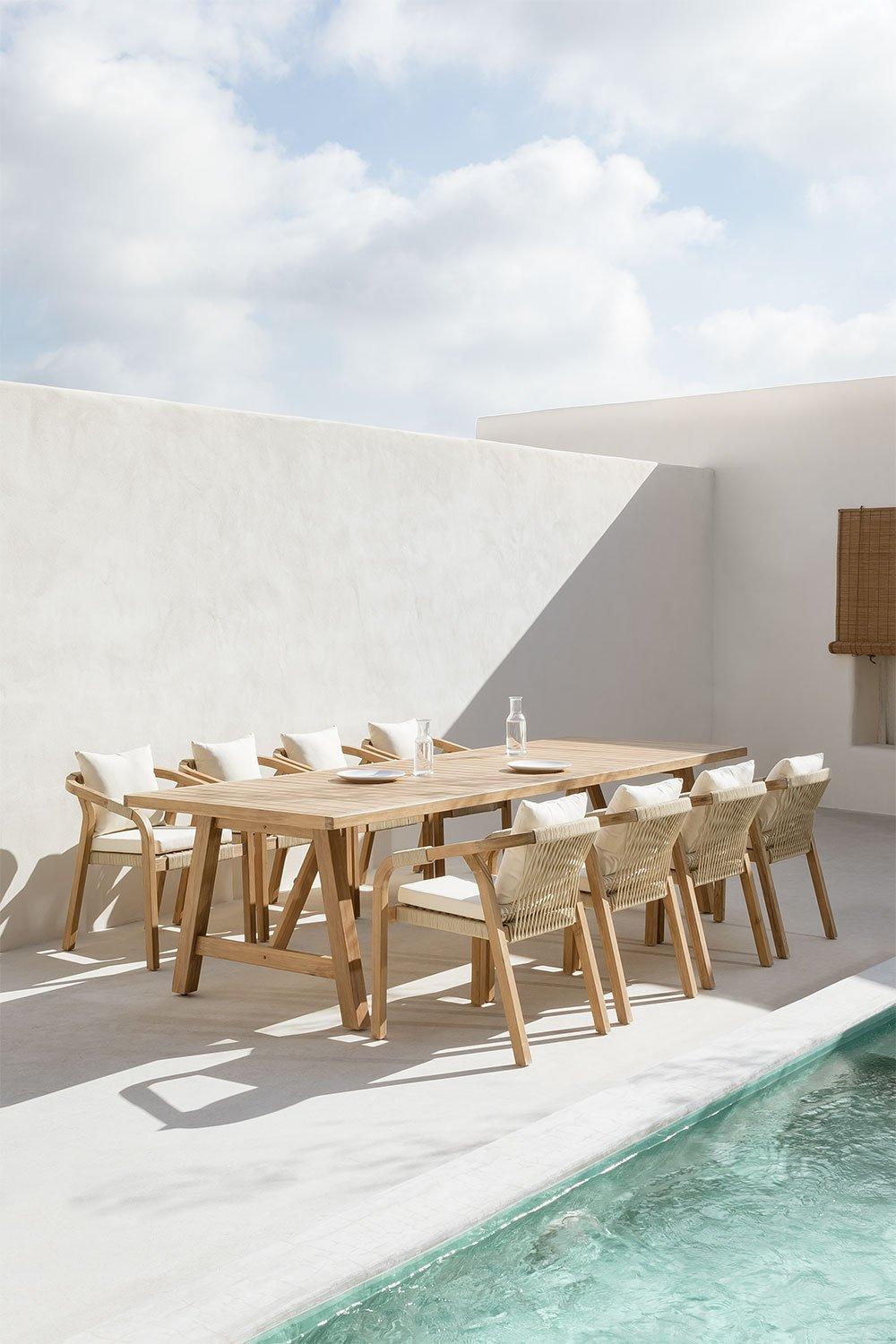 sklum Mesa de jardín rectangular 300x100 cm en madera de acacia Dubai