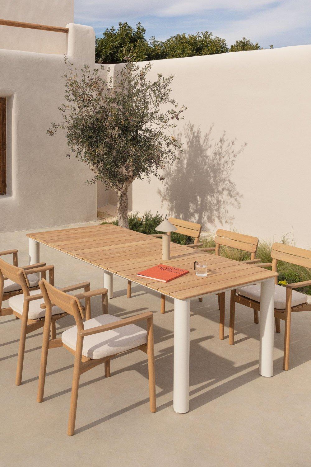 sklum Mesa de jardín rectangular en aluminio y madera de teca Sirka