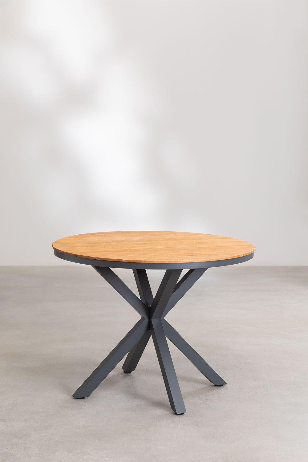 Sklum Mesa De Jardín Redonda En Aluminio Y Madera De Eucalipto Archer