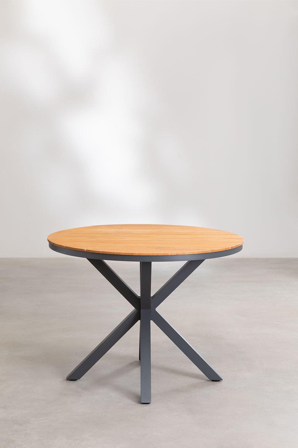 Sklum Mesa De Jardín Redonda En Aluminio Y Madera De Eucalipto Archer