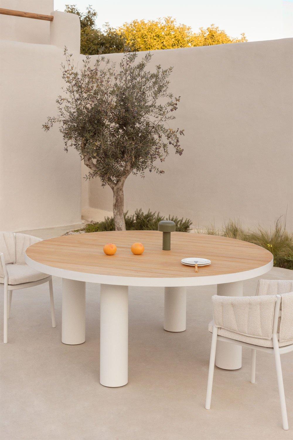 sklum Mesa de jardín redonda Ø180 cm en madera de teca y aluminio Riviera