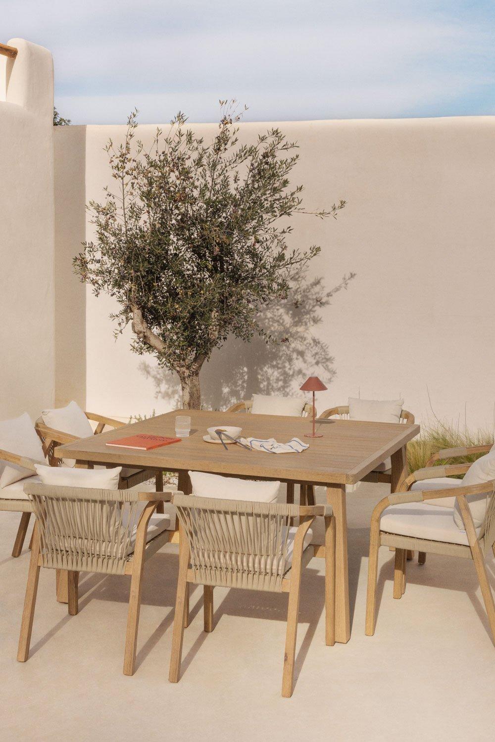 sklum Mesa quadrada 150x150 cm para jardim em madeira de acácia Dubai