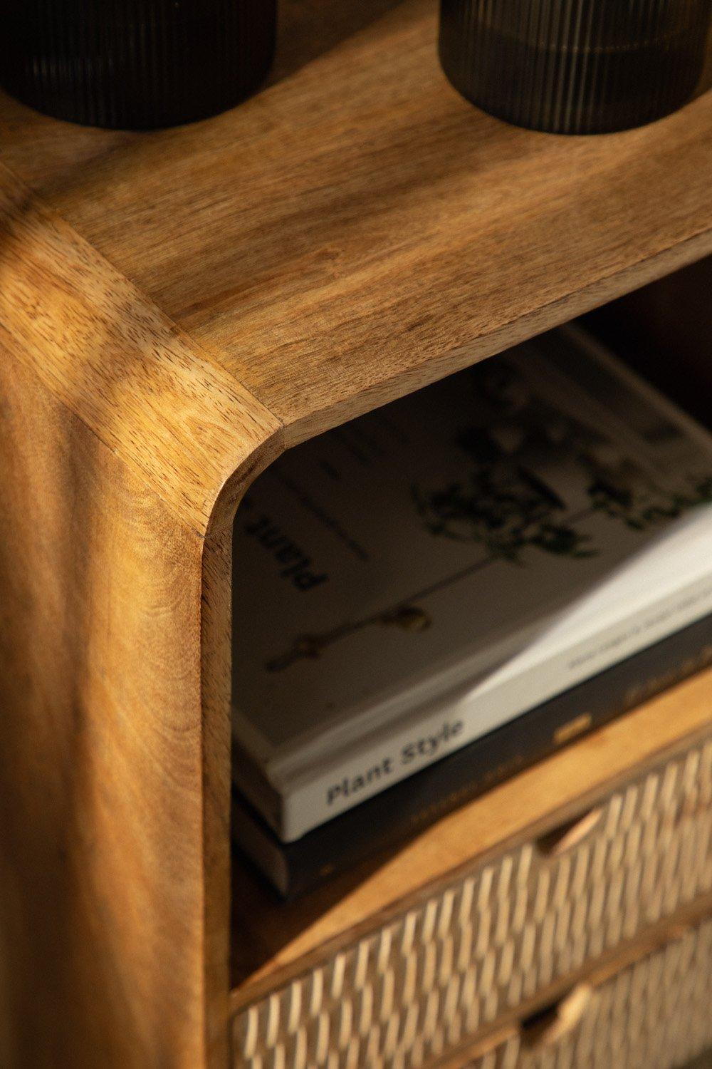 Sklum Mesita De Noche Con Almacenaje En Madera De Mango Yulara Natural