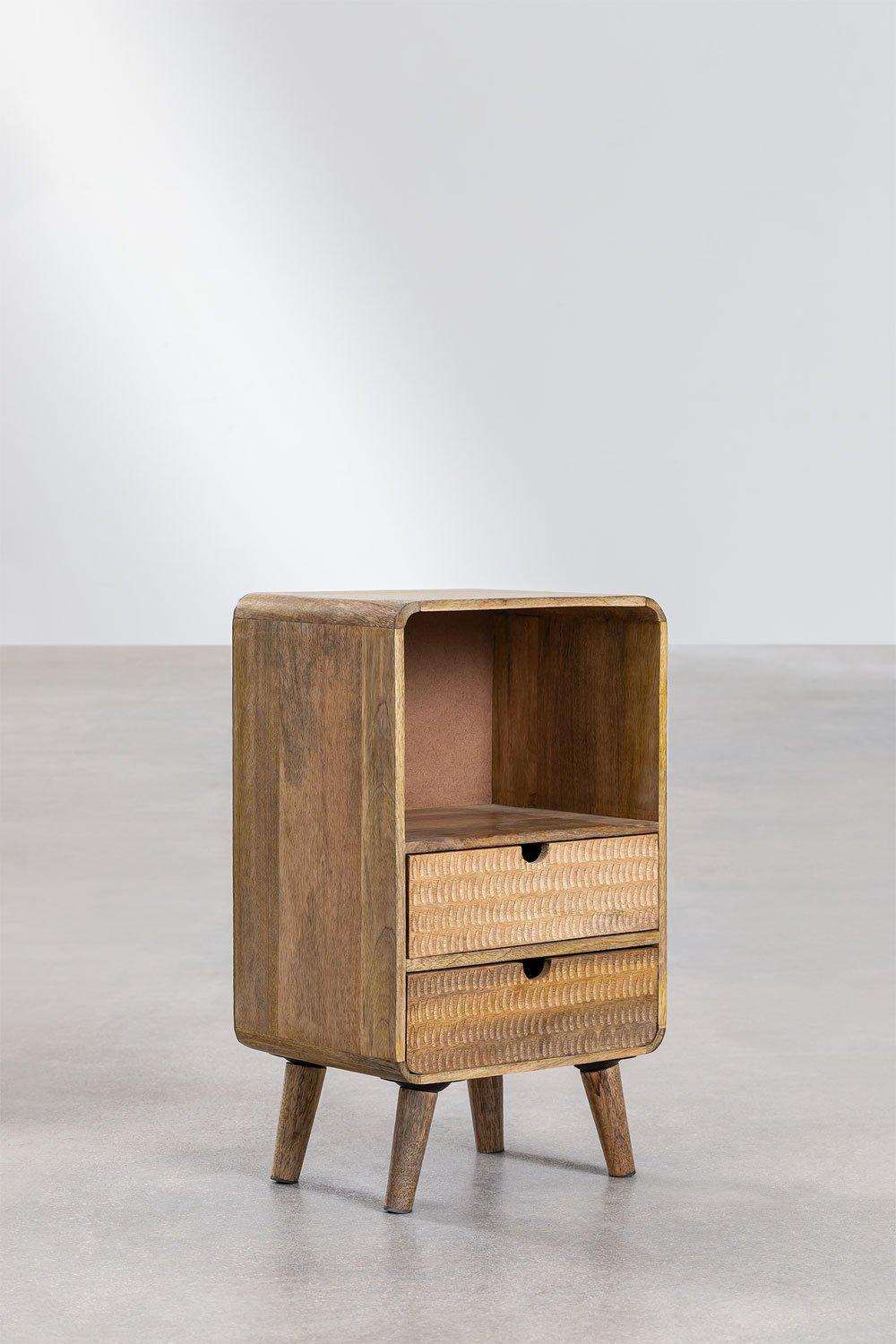 Sklum Mesita De Noche Con Almacenaje En Madera De Mango Yulara Natural
