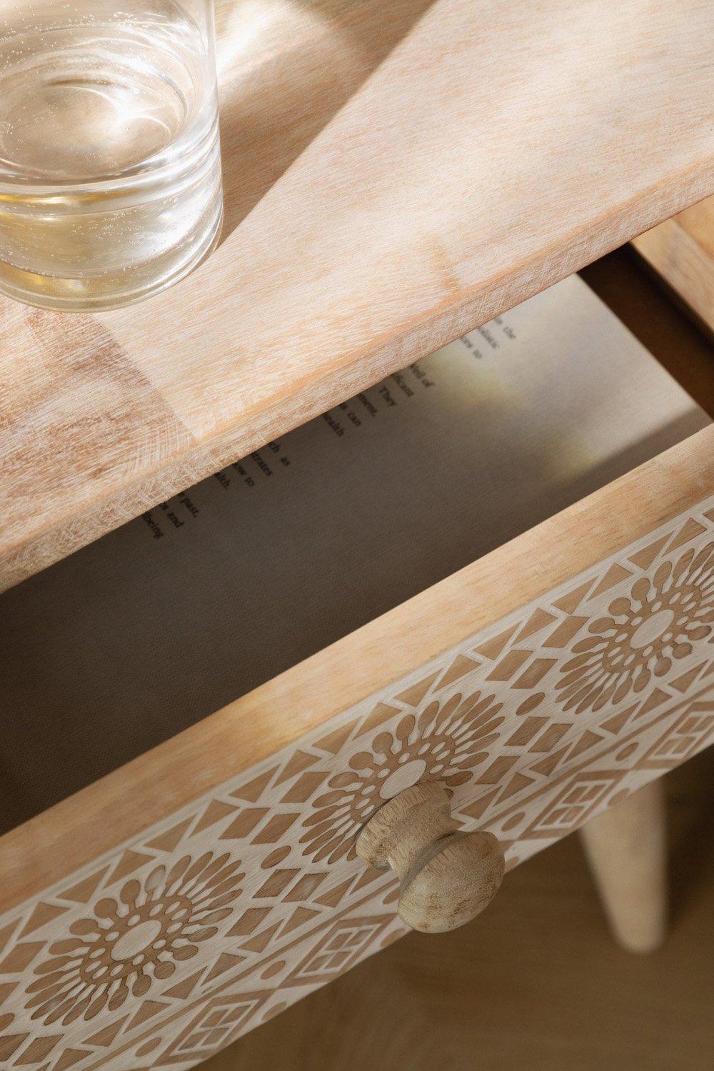 Sklum Mesita De Noche Con Almacenaje En Madera De Mango Ukurla