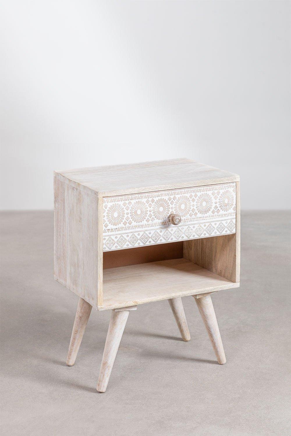 Sklum Mesita De Noche Con Almacenaje En Madera De Mango Ukurla
