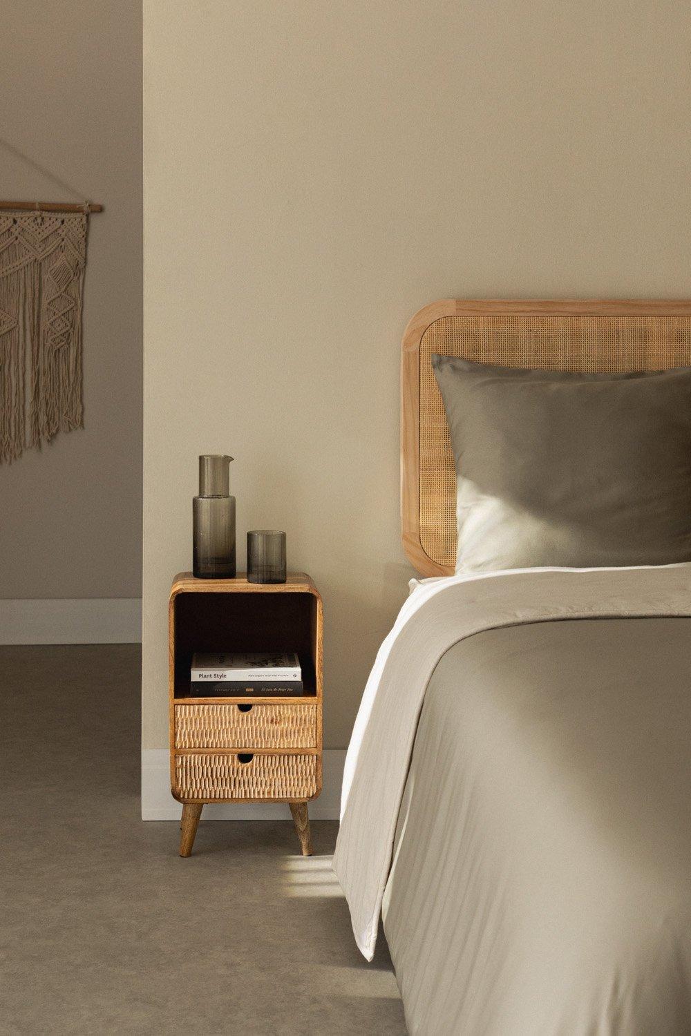 sklum Mesita de noche con almacenaje en madera de mango Yulara natural