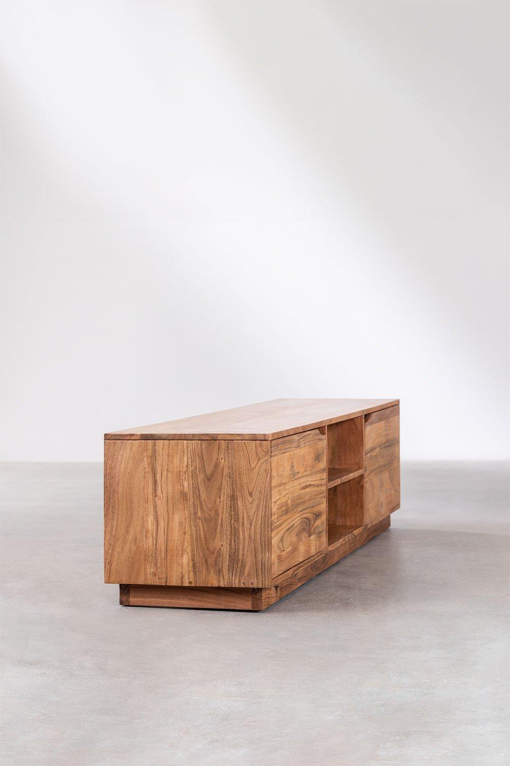 Sklum Meuble TV Avec Etagère En Bois D'Acacia Tasmani