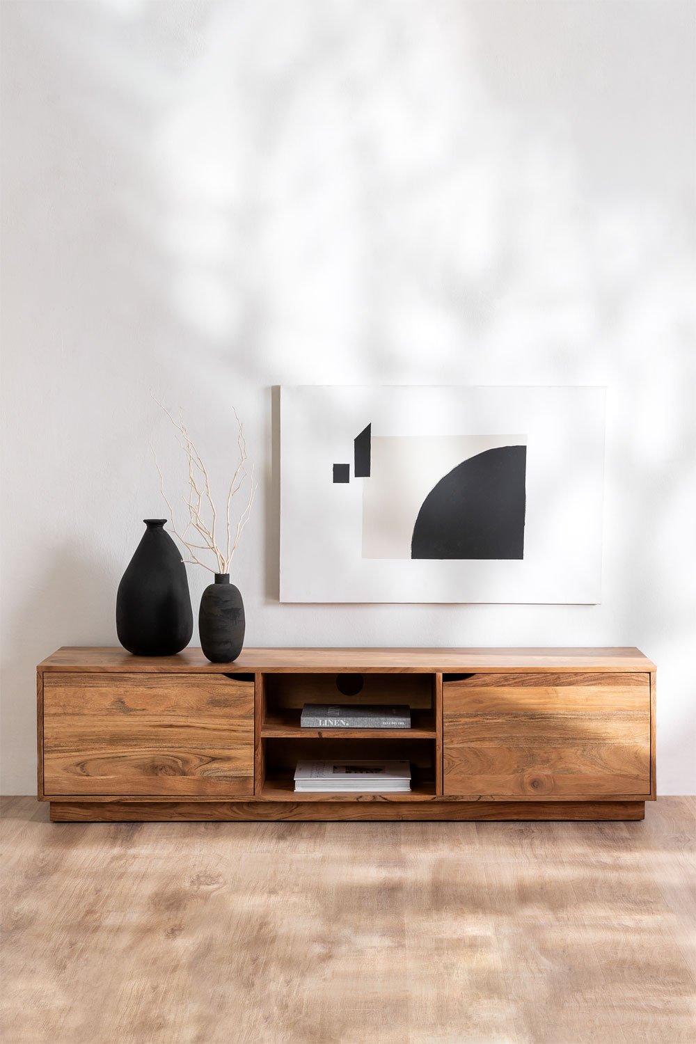 sklum Meuble TV avec Etagère en Bois d'Acacia Tasmani