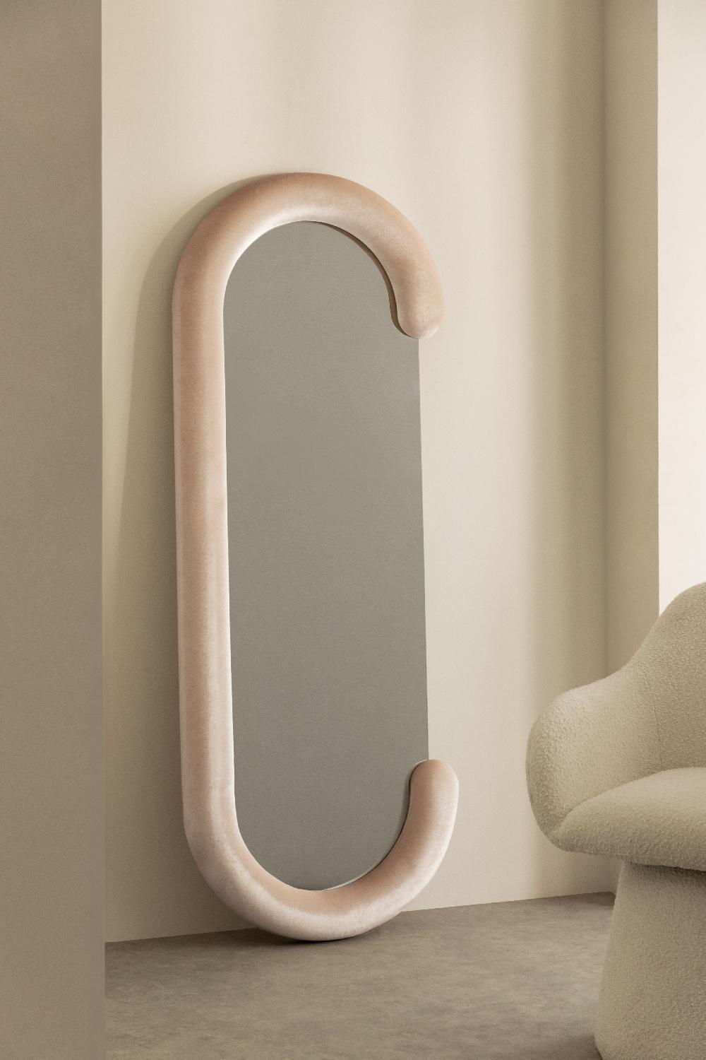 sklum Miroir mural ovale en velours (60x160 cm) Jasnon