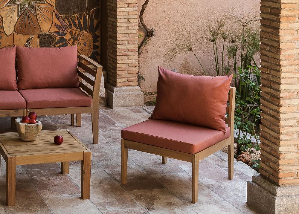 sklum Moduł centralny do modułowej sofy ogrodowej z drewna akacjowego Filips