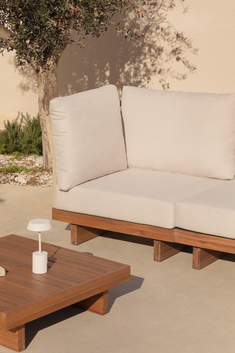 sklum Módulo esquinero para Sofá modular de jardín en madera de acacia y cuerda trenzada Dailin