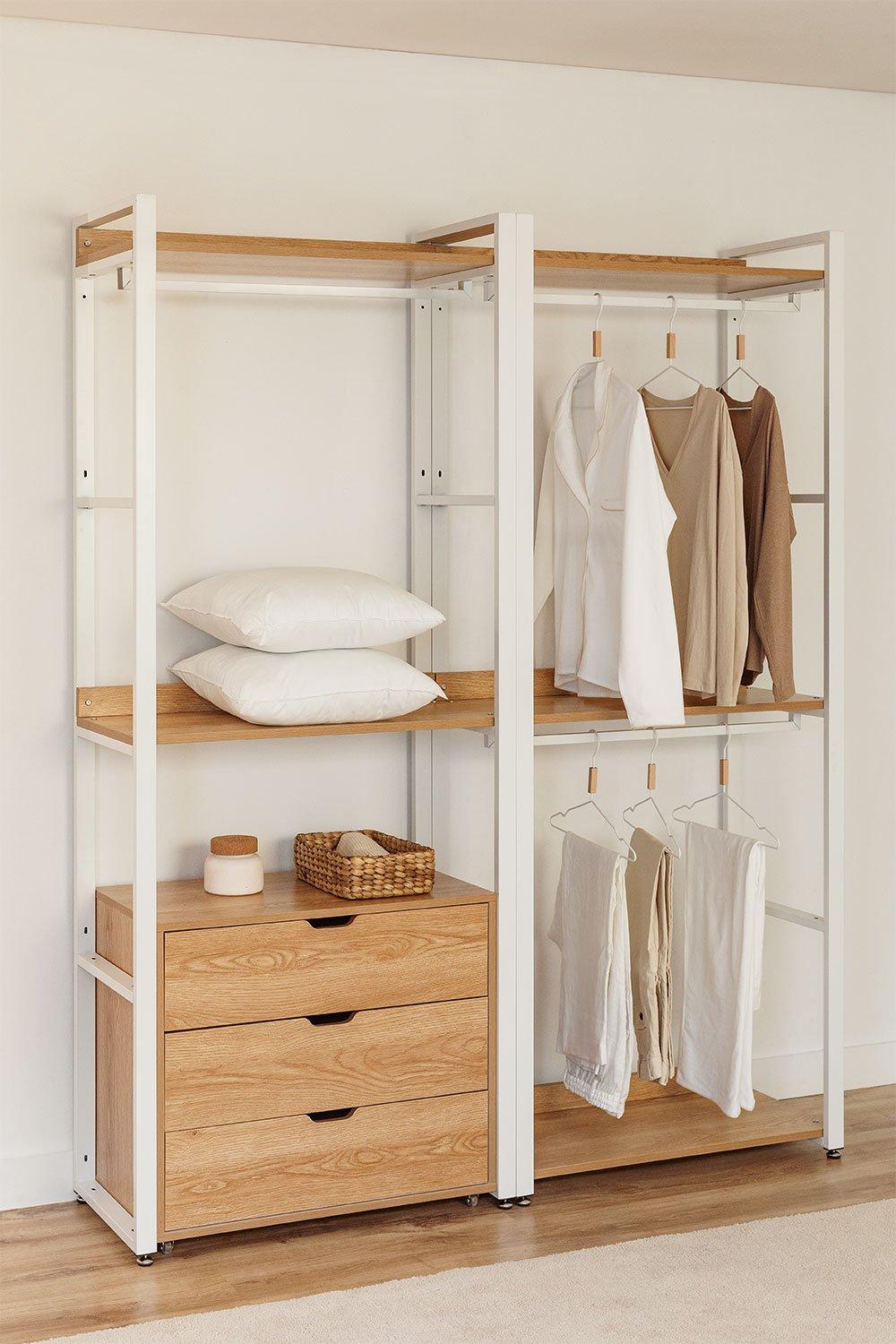 sklum Offener modularer Schrank mit 2 Teilen und Schubladen aus Stahl und Holz Ariaster