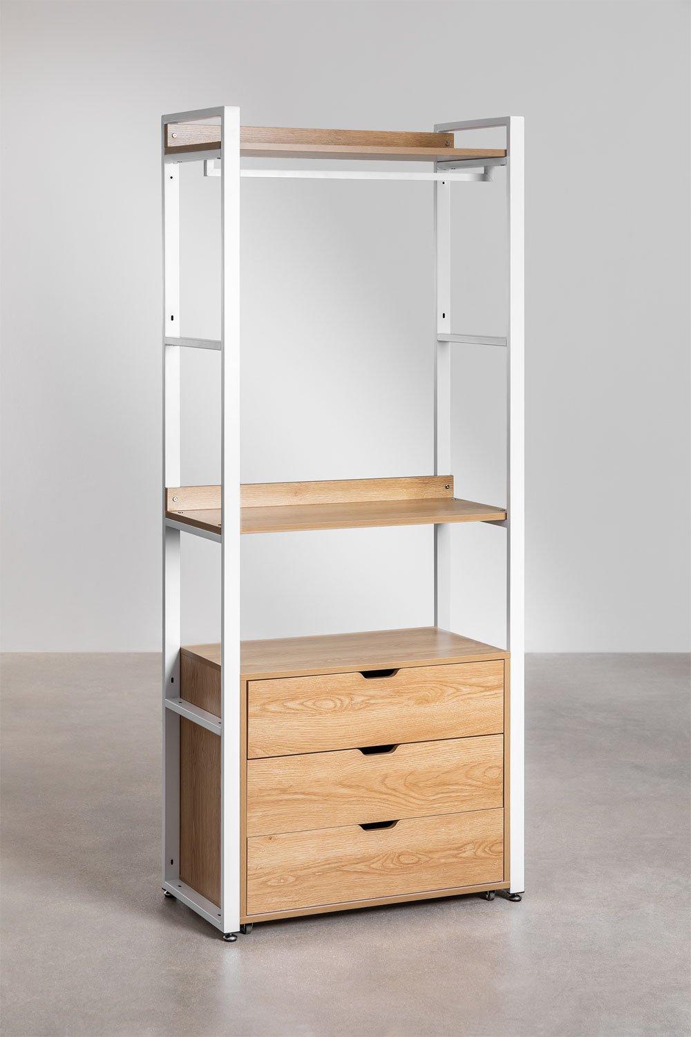 Sklum Offener Modularer Schrank Mit 3 Teilen Und Schubladen Aus Stahl Und Holz Ariaster