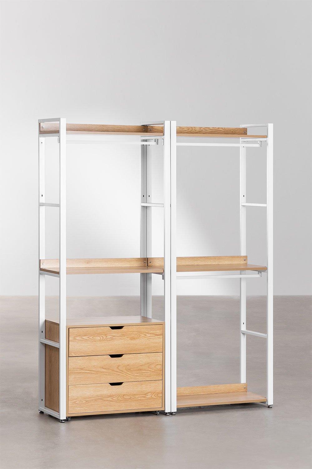 Sklum Open Modular Wardrobe With 2 Pieces And Drawers In Steel And Wood Ariaster