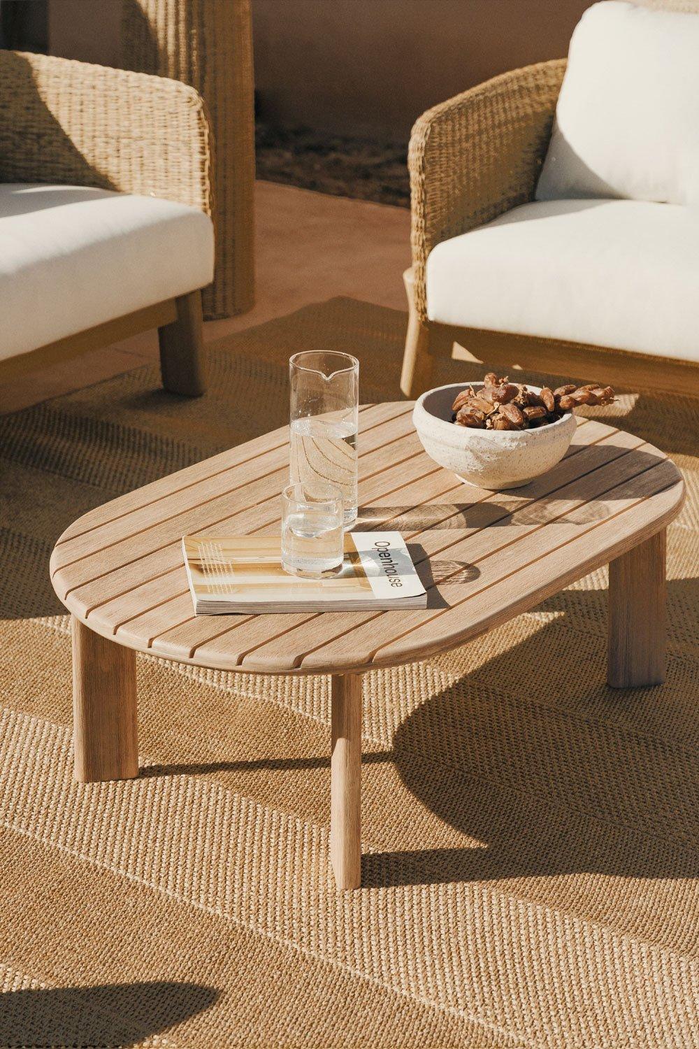 sklum Oval garden coffee table 100x60 cm in acacia wood Leilan