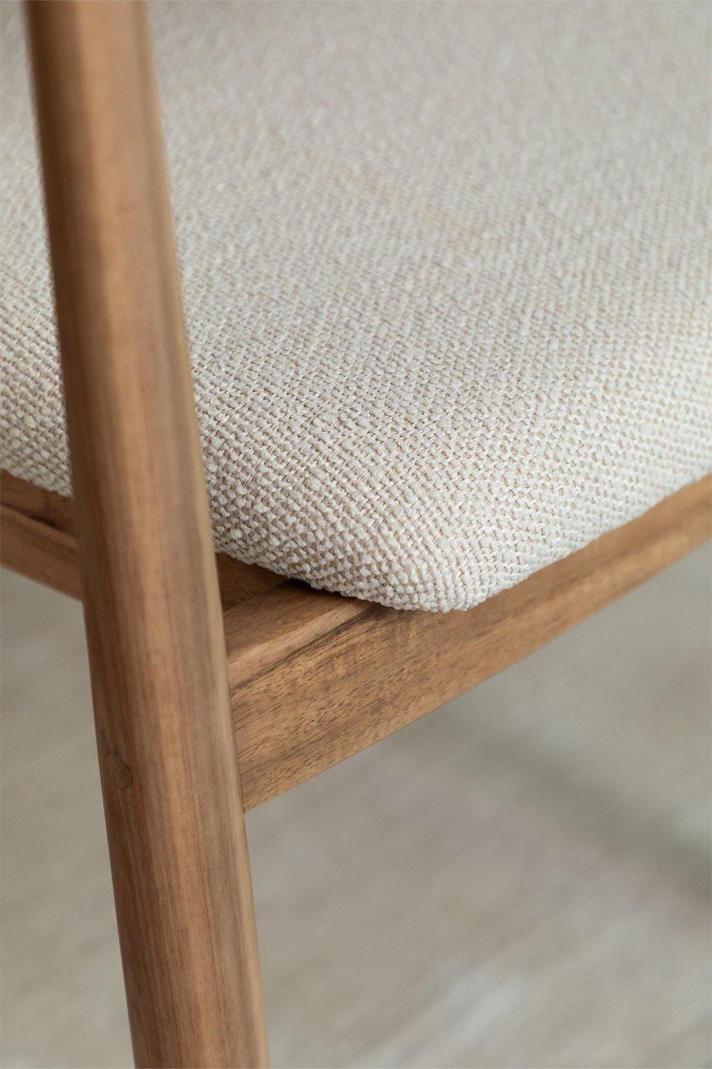 Sklum Pack De 4 Sillas De Comedor En Madera De Acacia Y Tela Bouclé Mallory